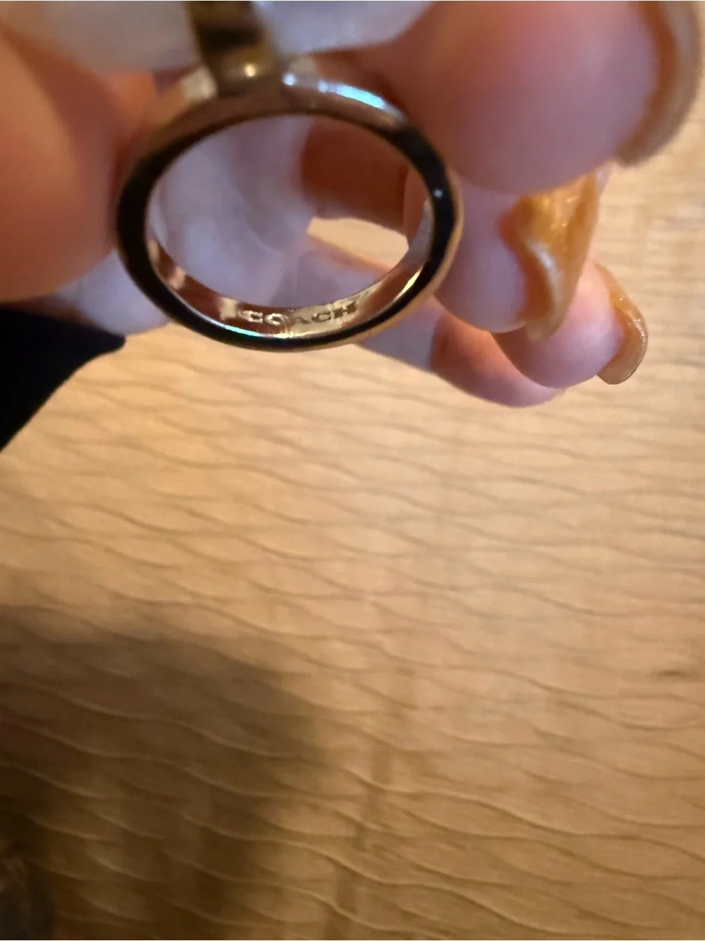 Coach White Pointed Stone Ring with Silver Band